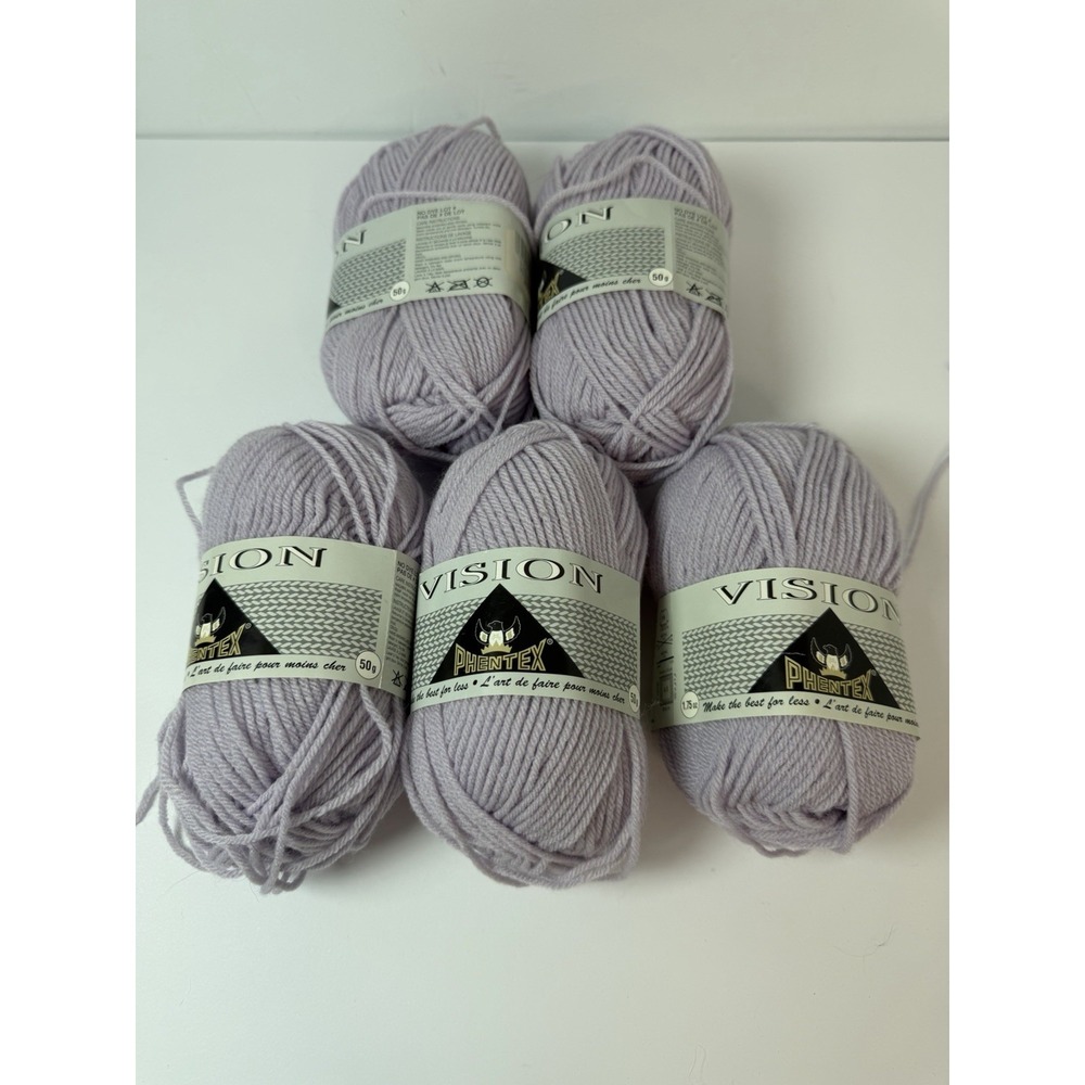 Phentex Vision Yarn Lot Of 5β Violetta Purple 100% Acrylic 50g Each